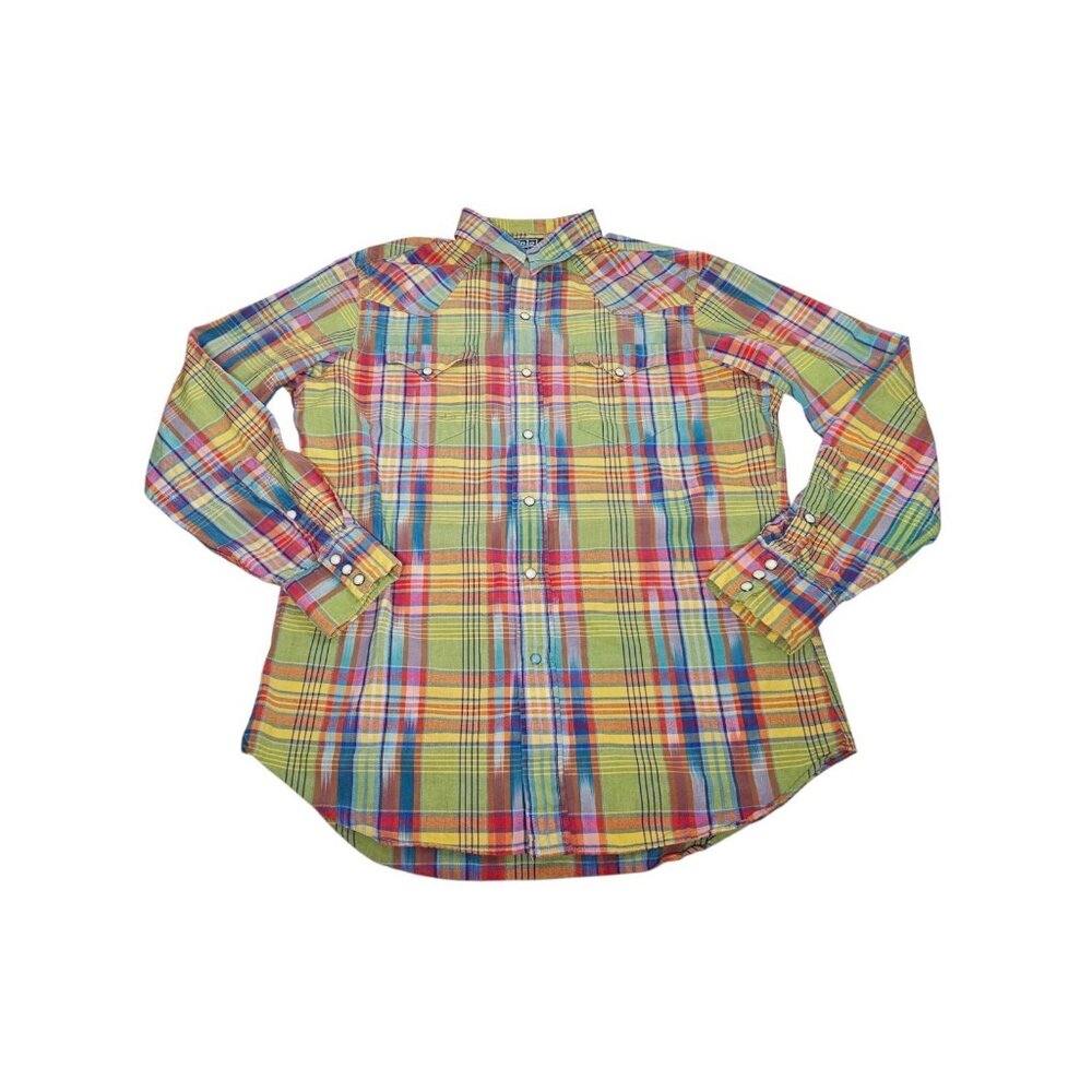 Vintage Polo Ralph Lauren Pearl Snap Shirt Men's Medium Colorful Plaid Western